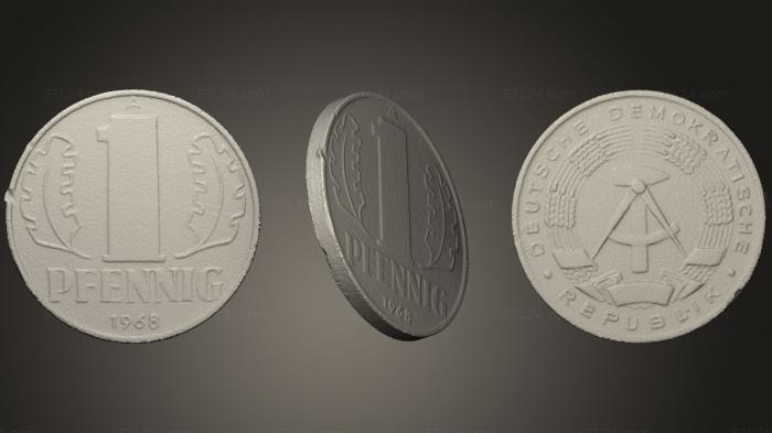 Coins (Alu  Pfennig, MN_0123) 3D models for cnc